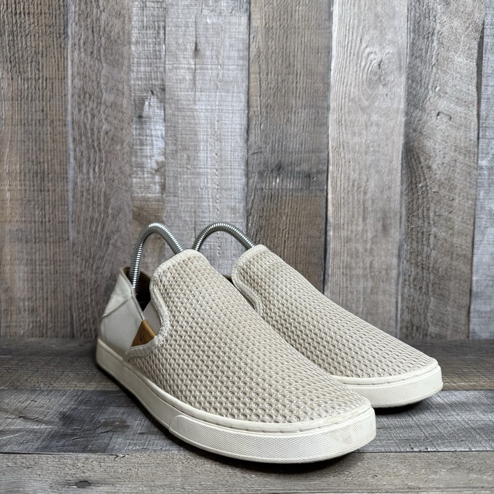 Womens Olukai Pehuea Taupe Mesh Casual Comfort Slip On Sneakers Shoes Size 8.5 M